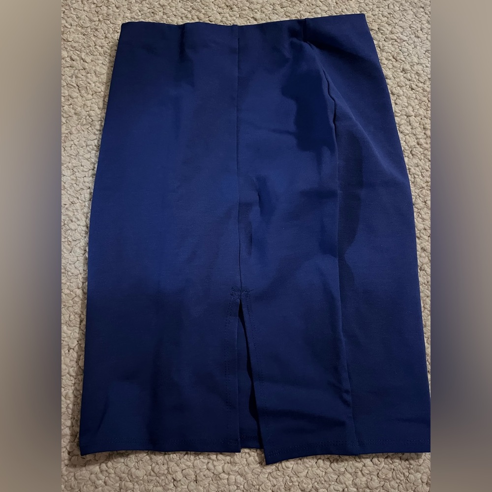 Blue pencil skirt with small slit!